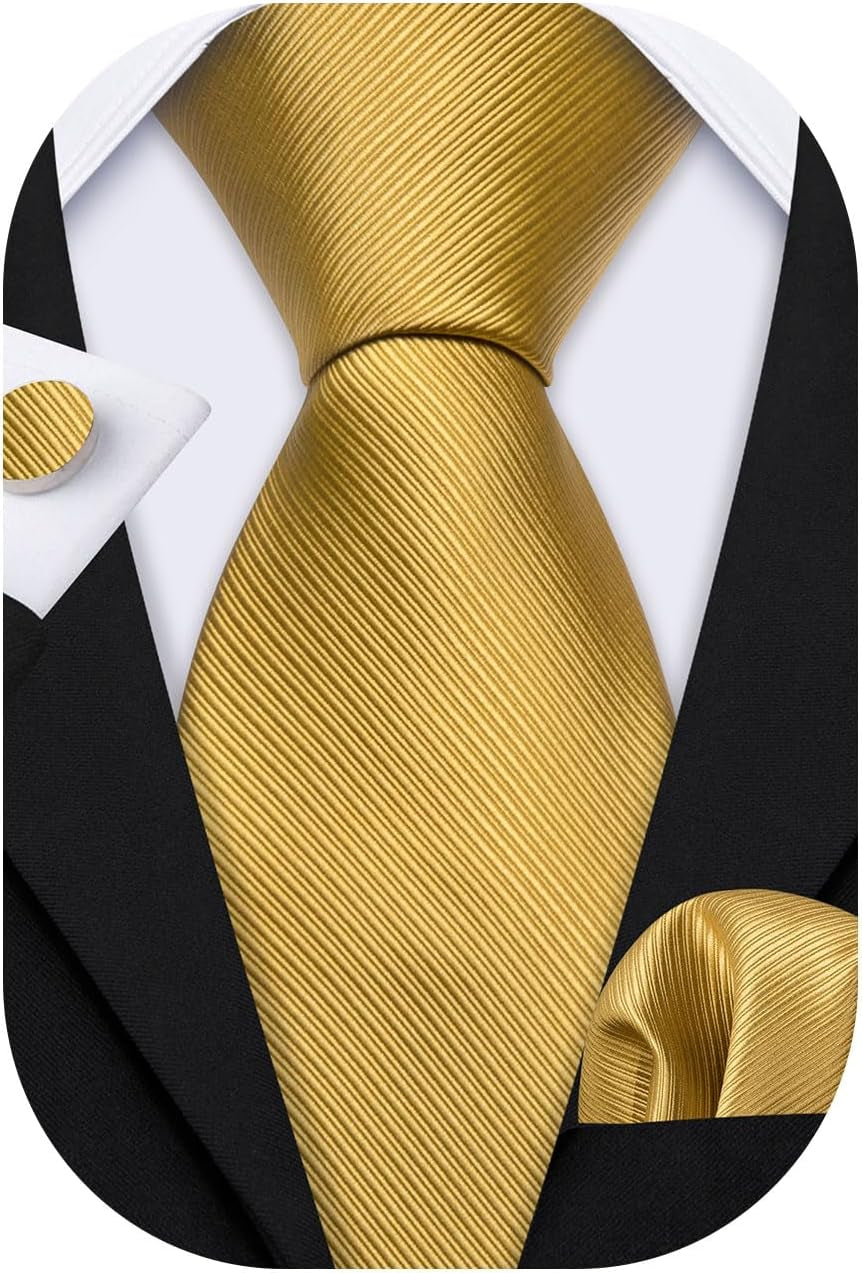 Classic Mens Ties Silk Necktie Pocket Square Cufflinks Set Woven Designer Wedding Business