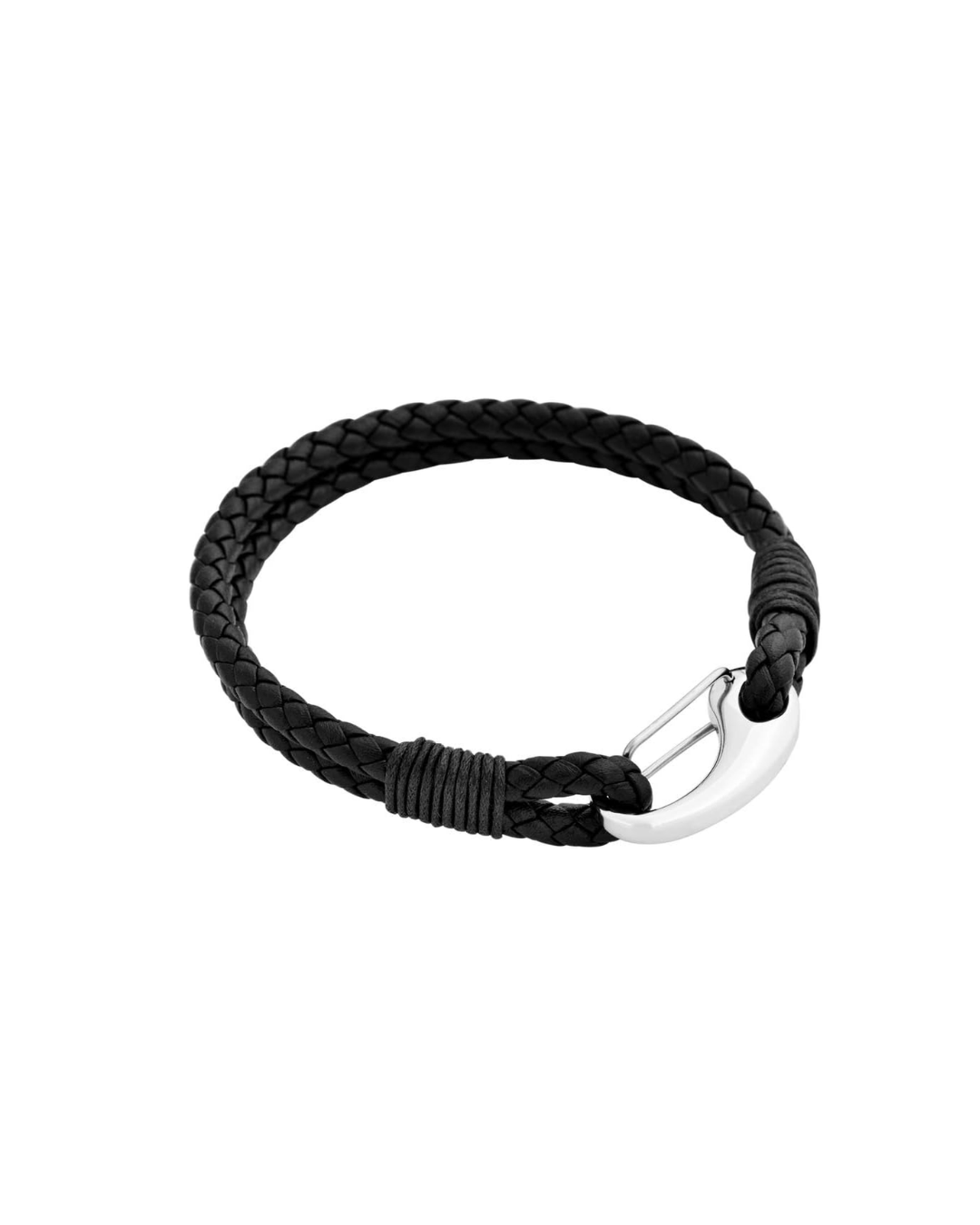 Premium Double Braided Leather Cuff with Stainless Steel Closure - Tate Whalun