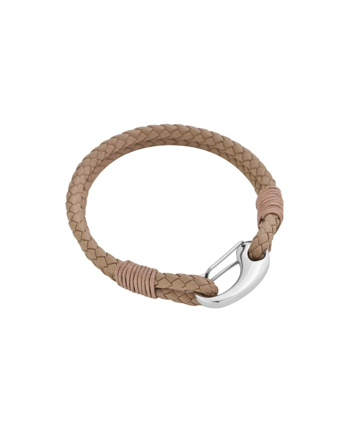 Premium Double Braided Leather Cuff with Stainless Steel Closure - Tate Whalun