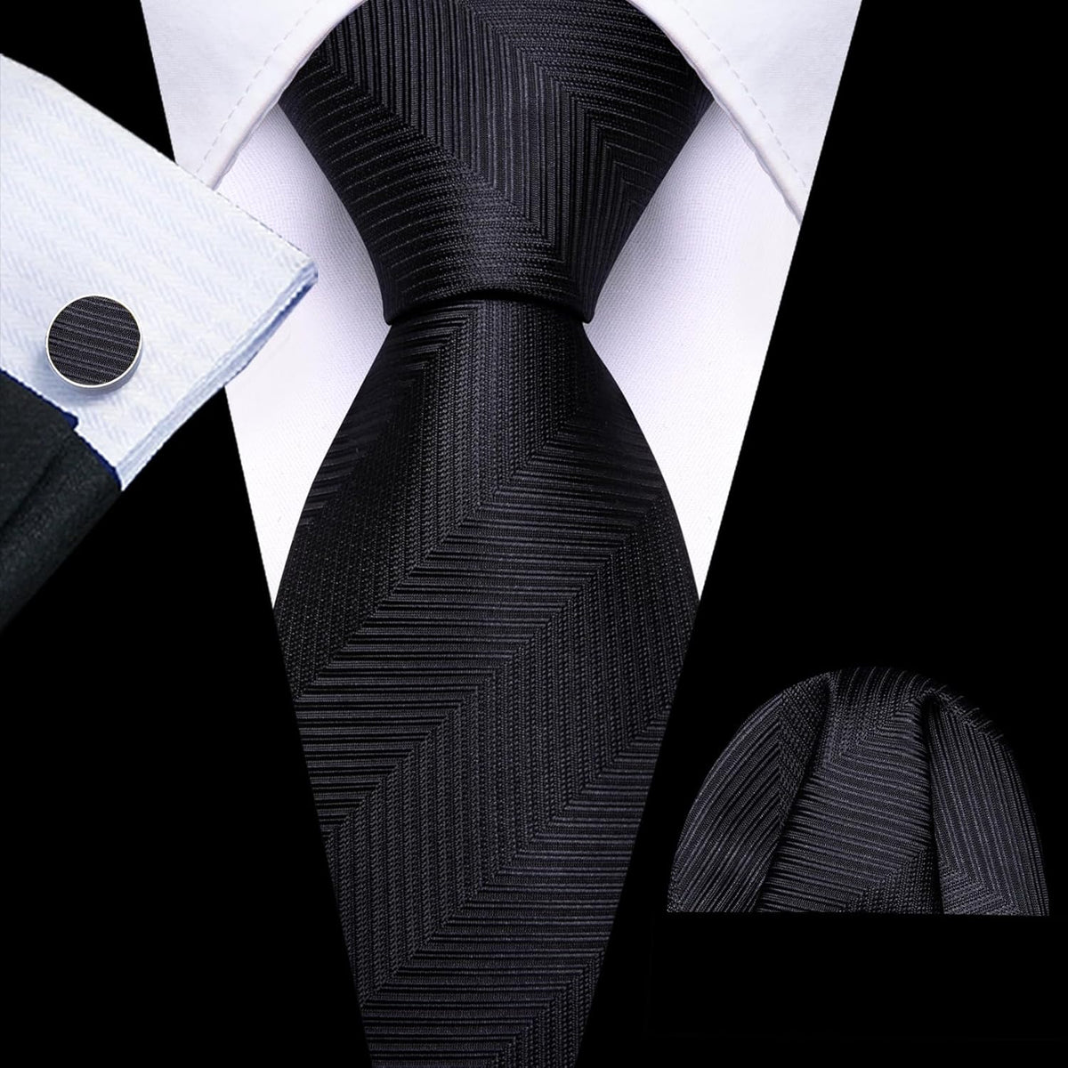 Classic Mens Ties Silk Necktie Pocket Square Cufflinks Set Woven Designer Wedding Business