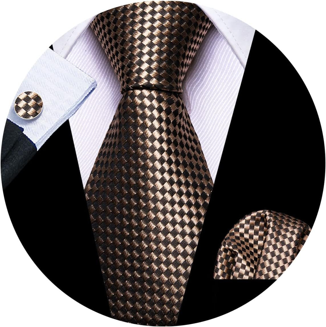 Classic Mens Ties Silk Necktie Pocket Square Cufflinks Set Woven Designer Wedding Business