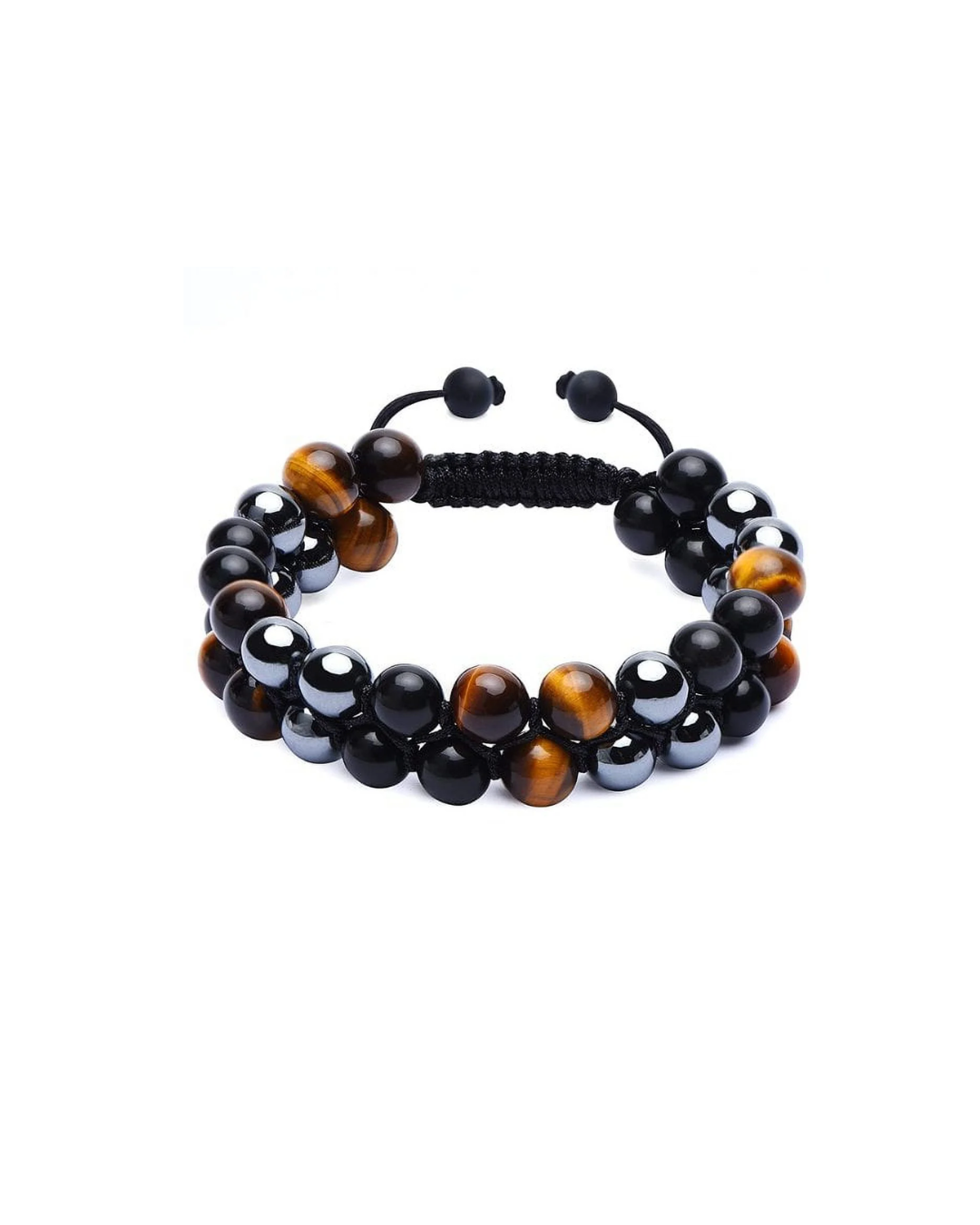 8mm Tiger Eye Black Obsidian Hematite  Stone Bead Bracelet - Tate Whalun