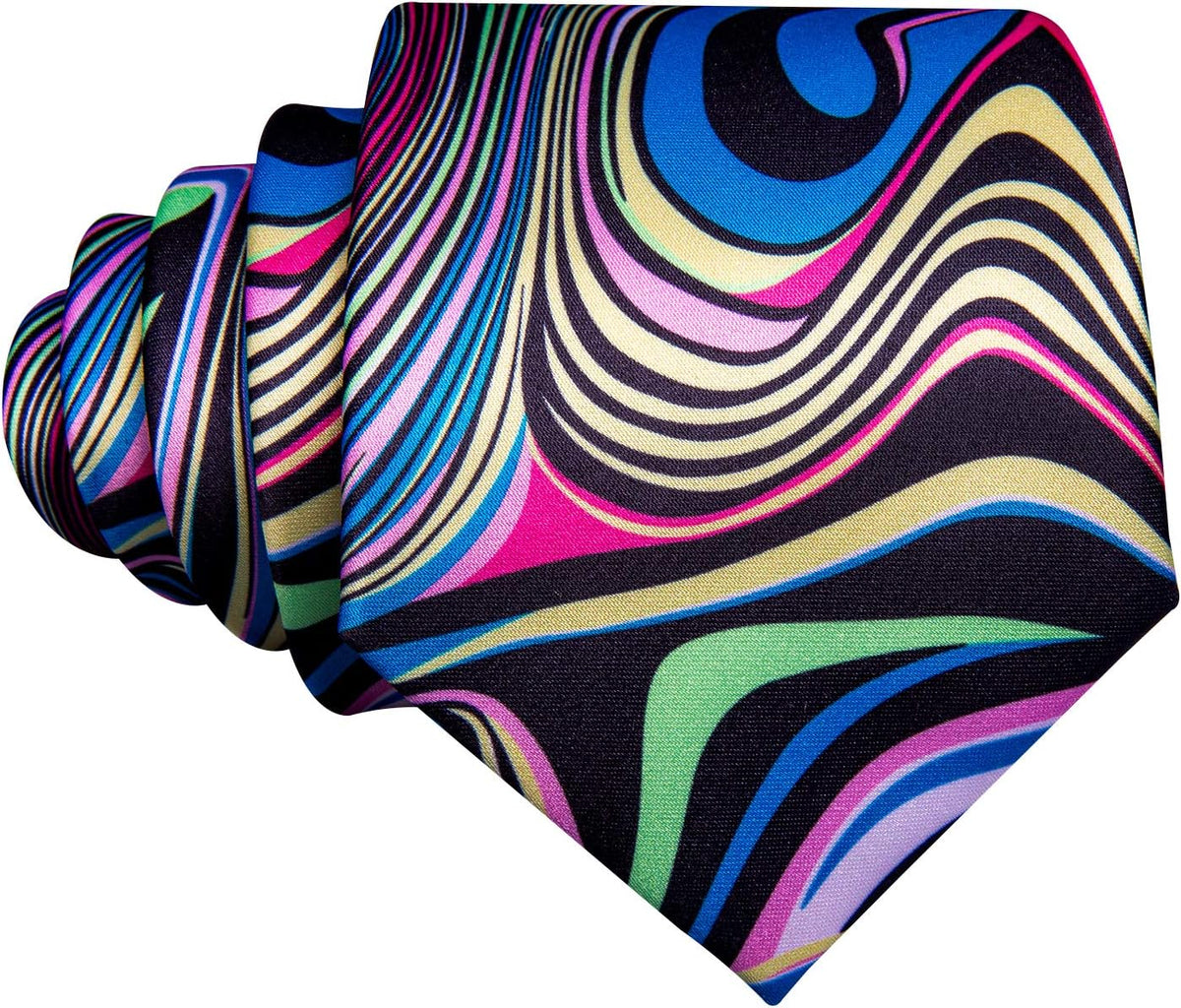 Classic Mens Ties Silk Necktie Pocket Square Cufflinks Set Woven Designer Wedding Business