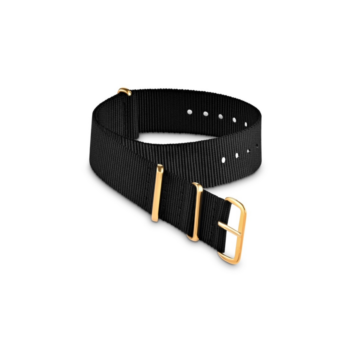 Black Nato Strap With Gold Buckle - Tate Whalun