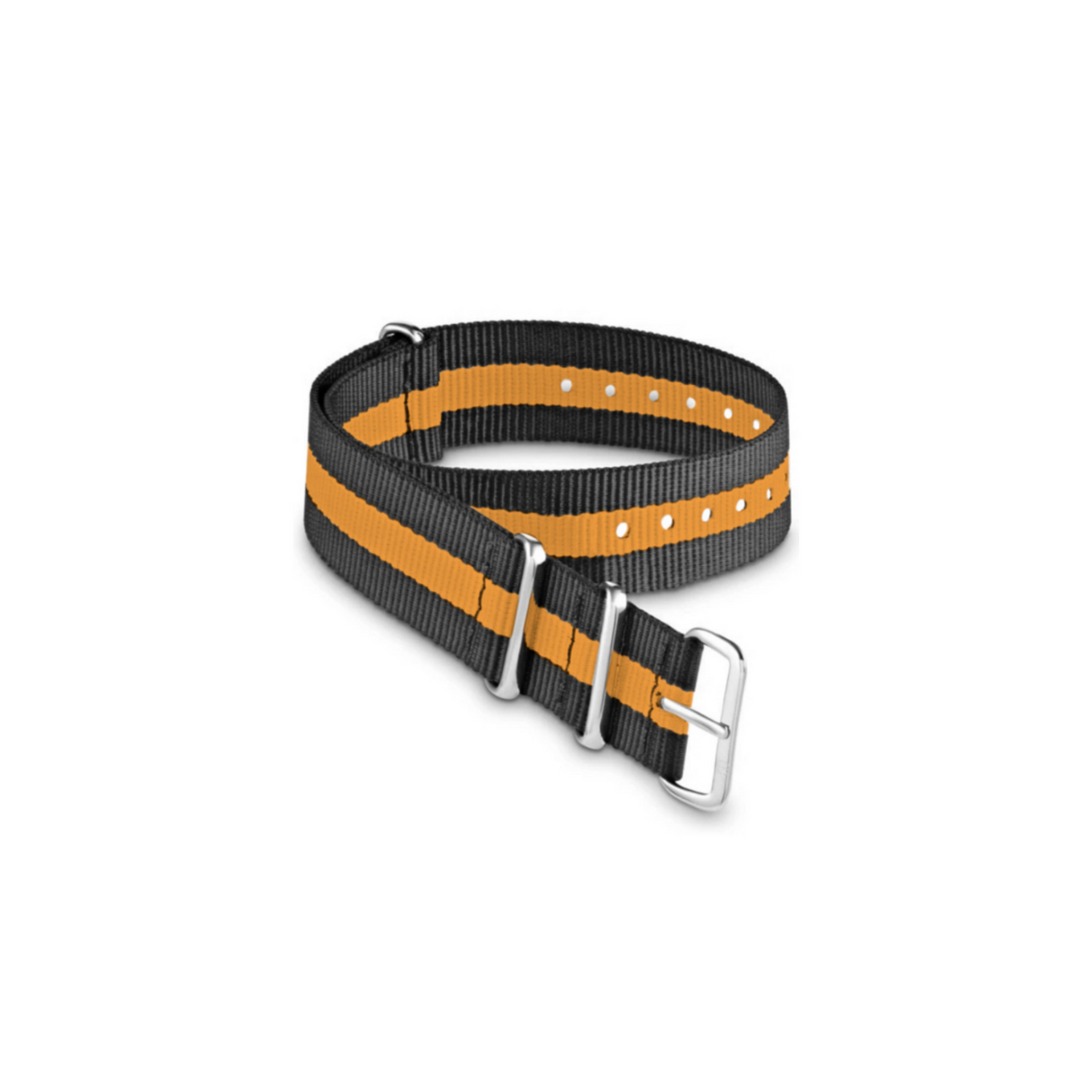 3 Stripe Grey and Orange Nato Strap with Silver Buckle - Tate Whalun
