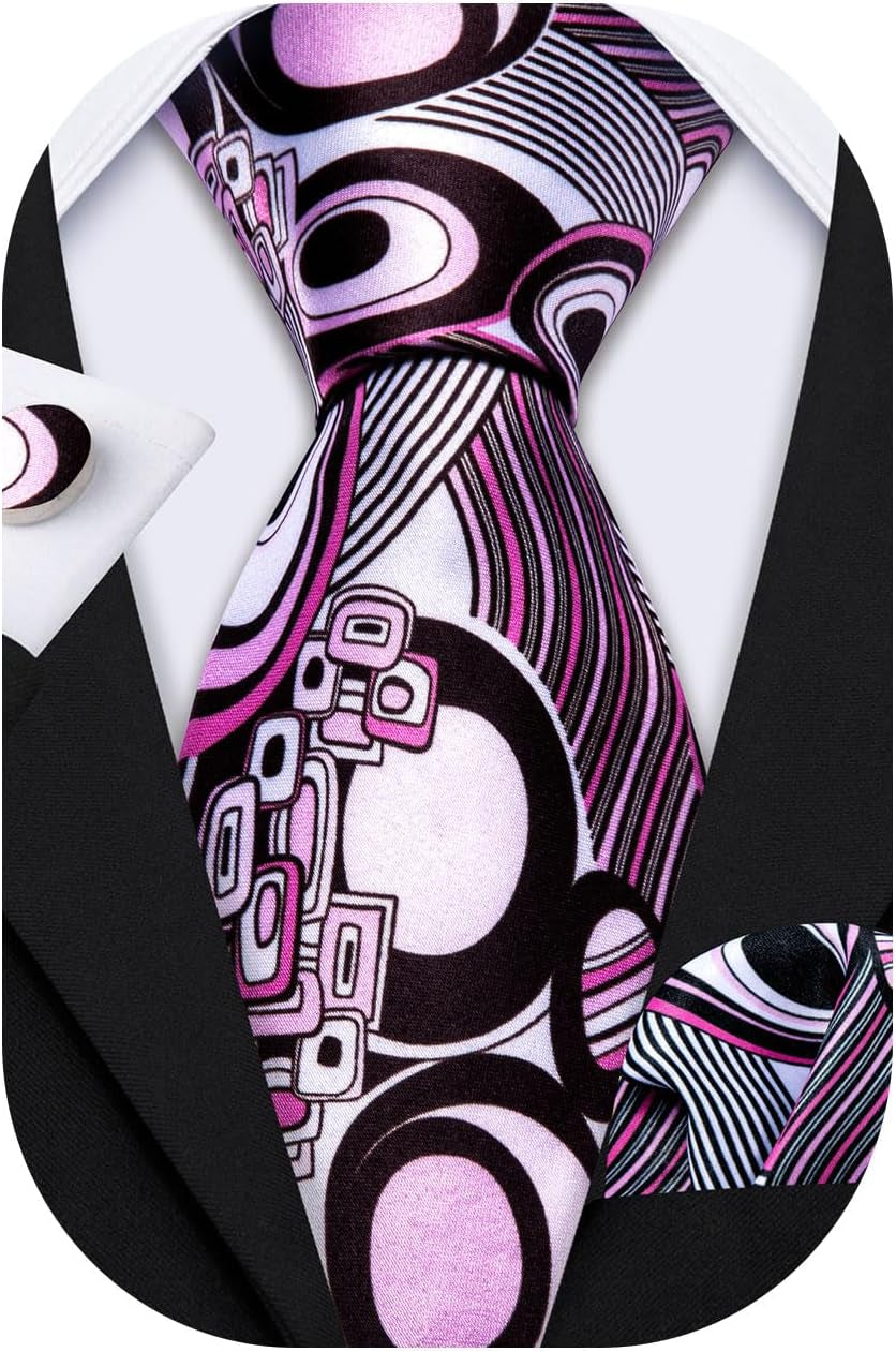 Classic Mens Ties Silk Necktie Pocket Square Cufflinks Set Woven Designer Wedding Business