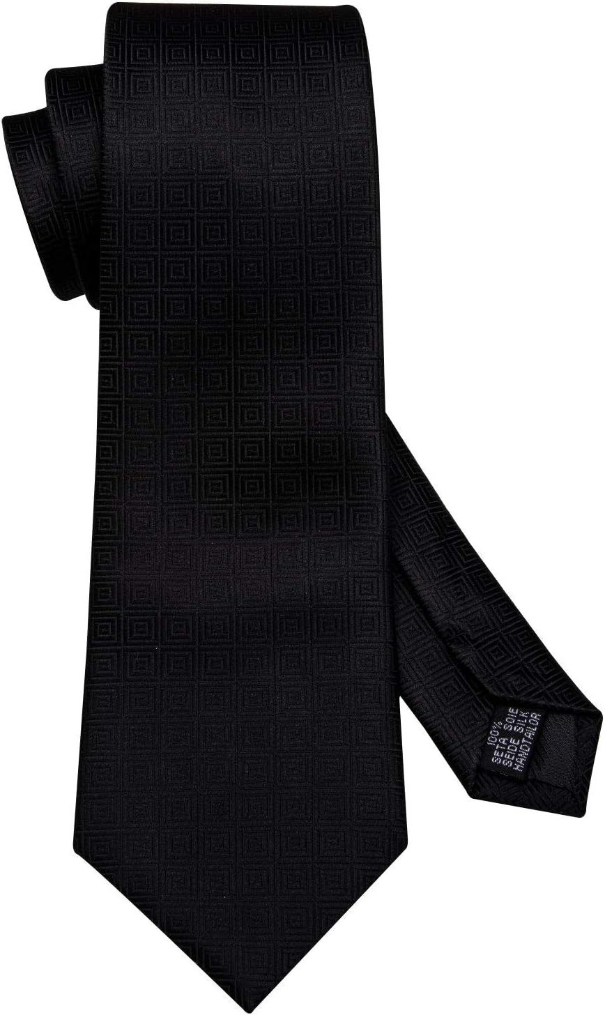 Classic Mens Ties Silk Necktie Pocket Square Cufflinks Set Woven Designer Wedding Business