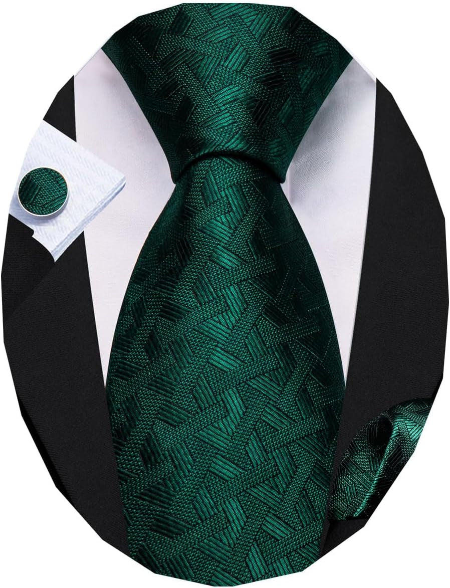 Classic Mens Ties Silk Necktie Pocket Square Cufflinks Set Woven Designer Wedding Business