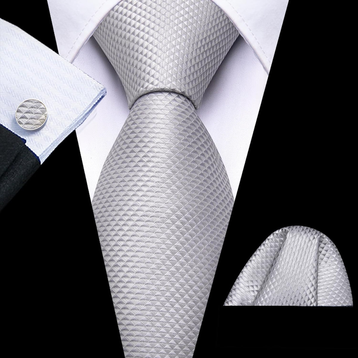 Classic Mens Ties Silk Necktie Pocket Square Cufflinks Set Woven Designer Wedding Business