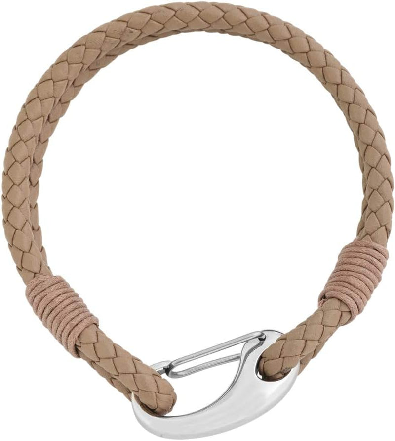 Premium Double Braided Leather Cuff with Stainless Steel Closure