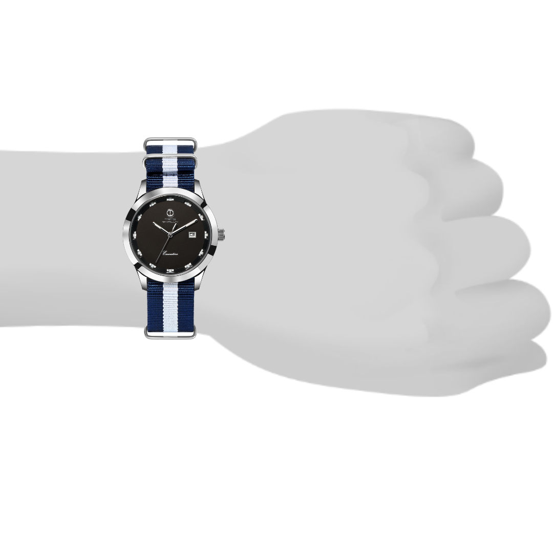 Mass. Avenue | Navy Blue and White Striped Nato - Tate Whalun