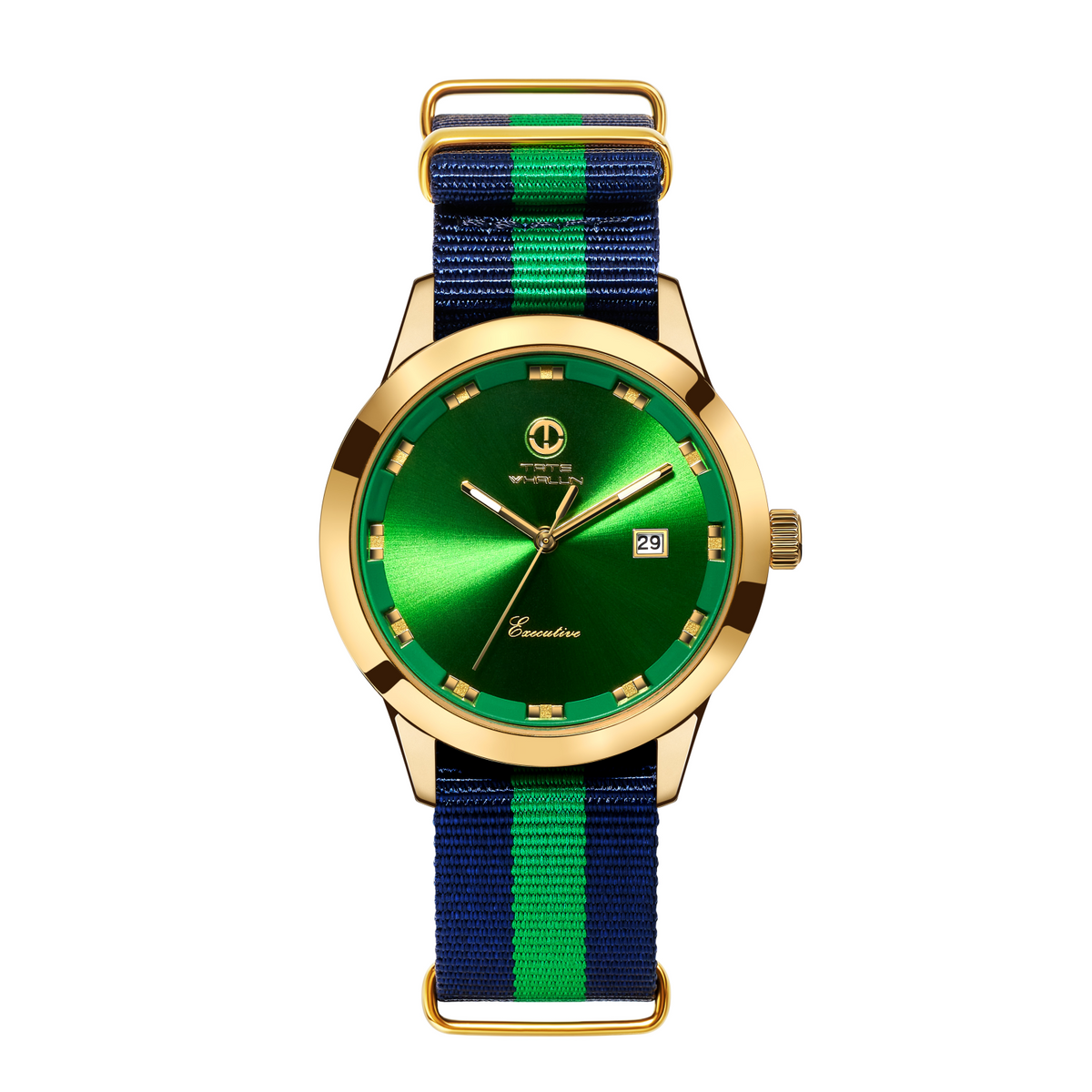 Metropolitan | Navy Blue and Green Striped Nato - Tate Whalun