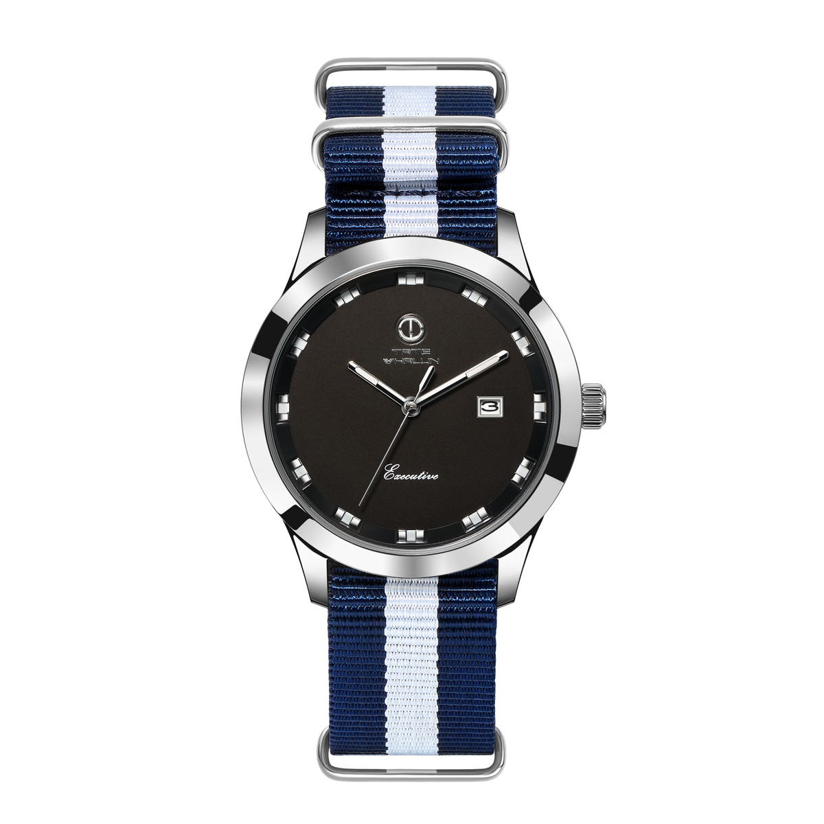 Mass. Avenue | Navy Blue and White Striped Nato - Tate Whalun