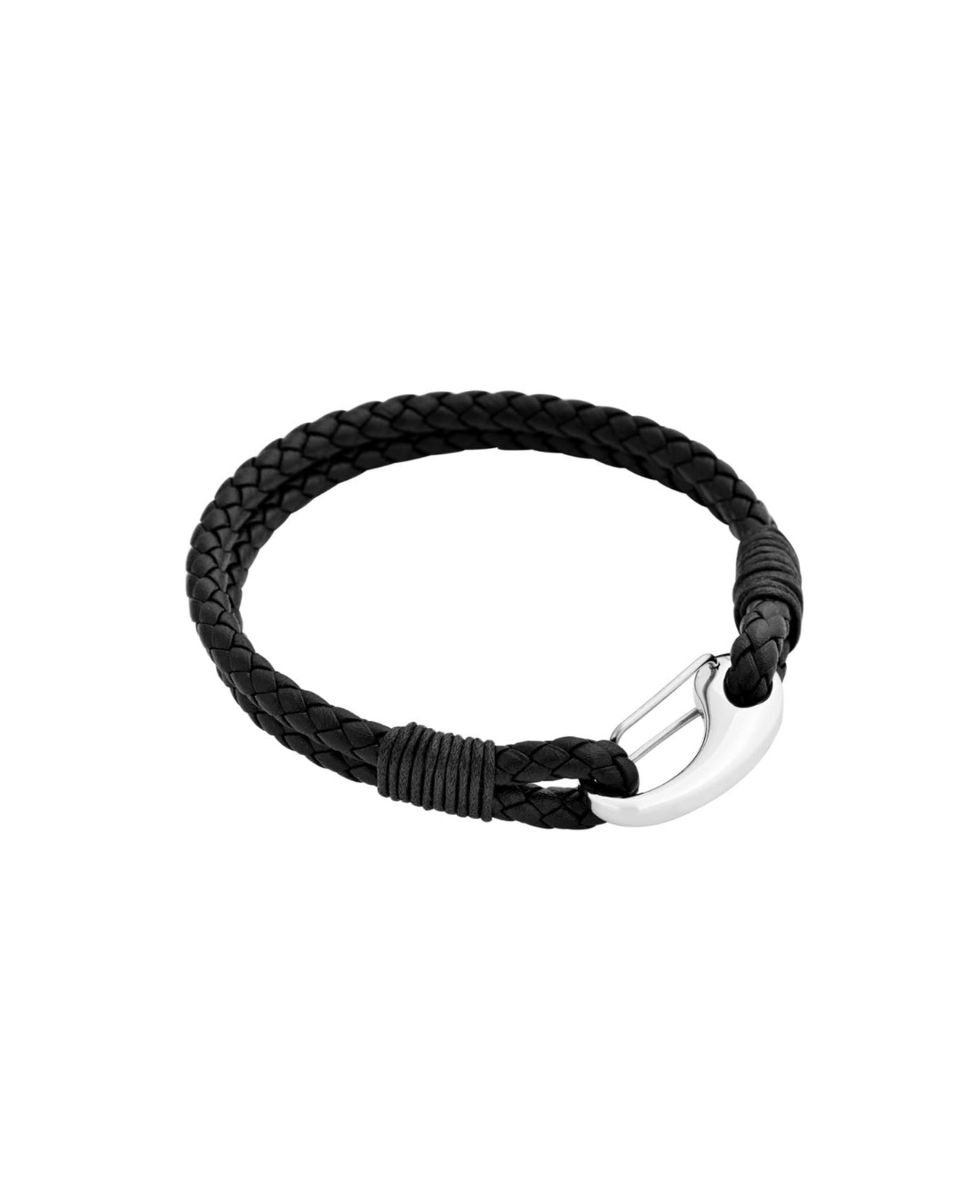 Premium Double Braided Leather Cuff with Stainless Steel Closure