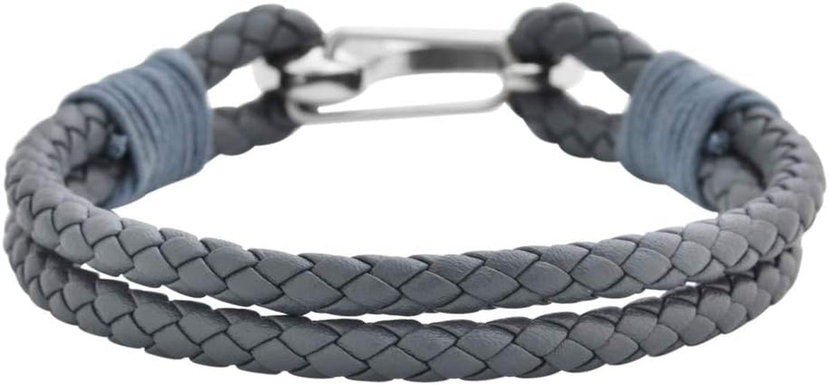 Premium Double Braided Leather Cuff with Stainless Steel Closure