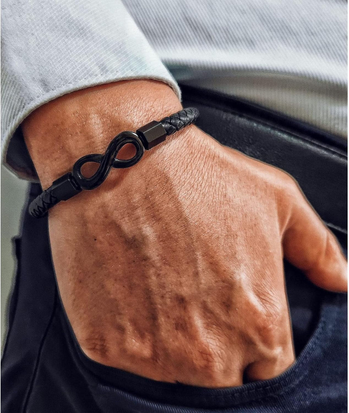 To My Man, Infinity Leather Bracelet Husband Gifts 