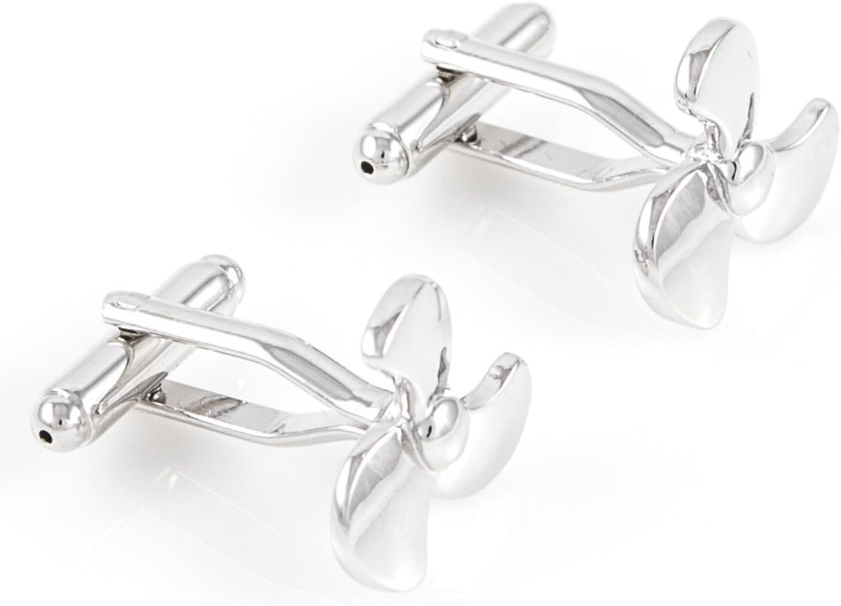 Nautical Elegance: Propeller Ship Boat Cufflinks Set with Gift Box & Polishing Cloth