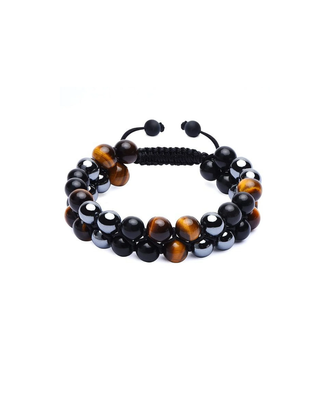 8mm Tiger Eye Black Obsidian Hematite  Stone Bead Bracelet