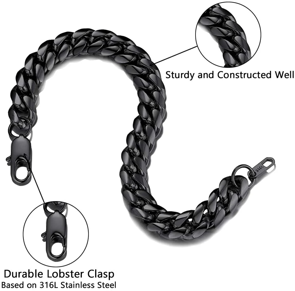 Black Stainless Steel Bracelet Mens Bracelet