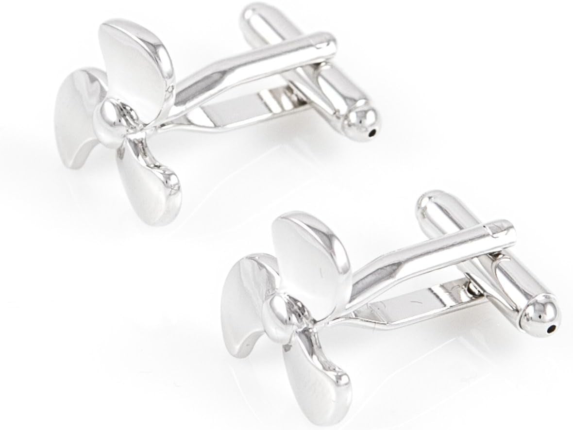 Nautical Elegance: Propeller Ship Boat Cufflinks Set with Gift Box & Polishing Cloth