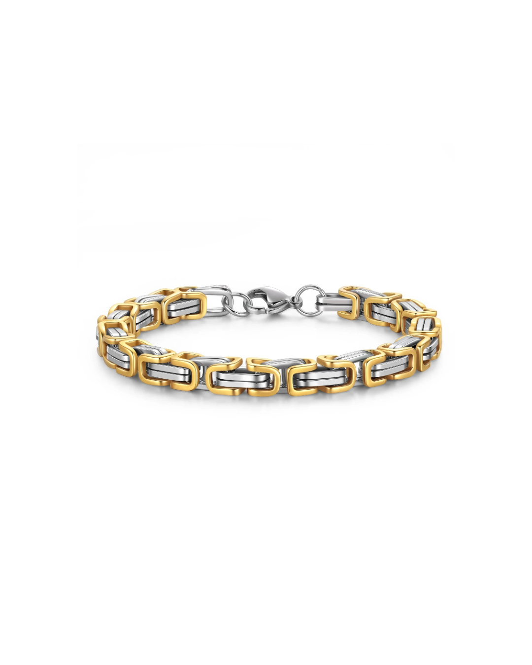 Silver and Gold Chain Link Bracelet for Mens