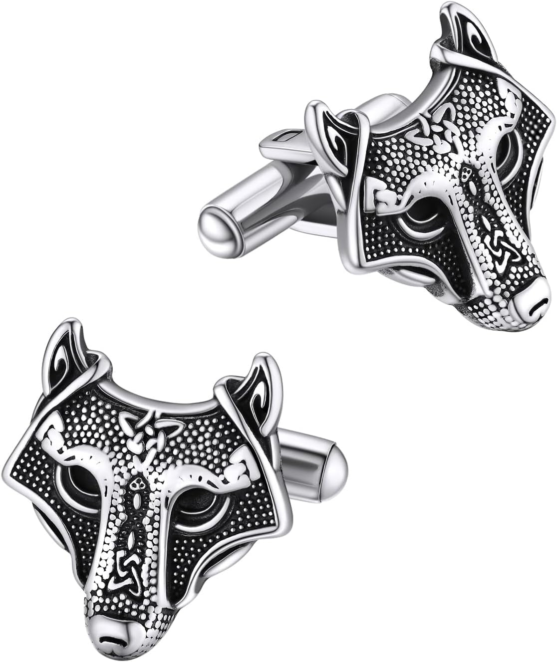 Norse Viking Stainless Steel Cufflinks and Shirt Studs Set - Perfect Gift Box for Men