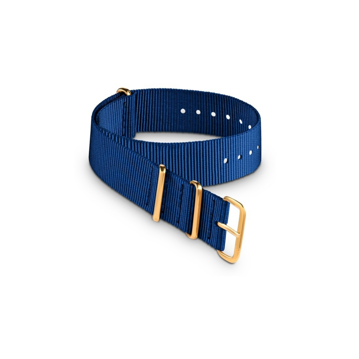 Matte Blue Nato Strap with Gold Buckle