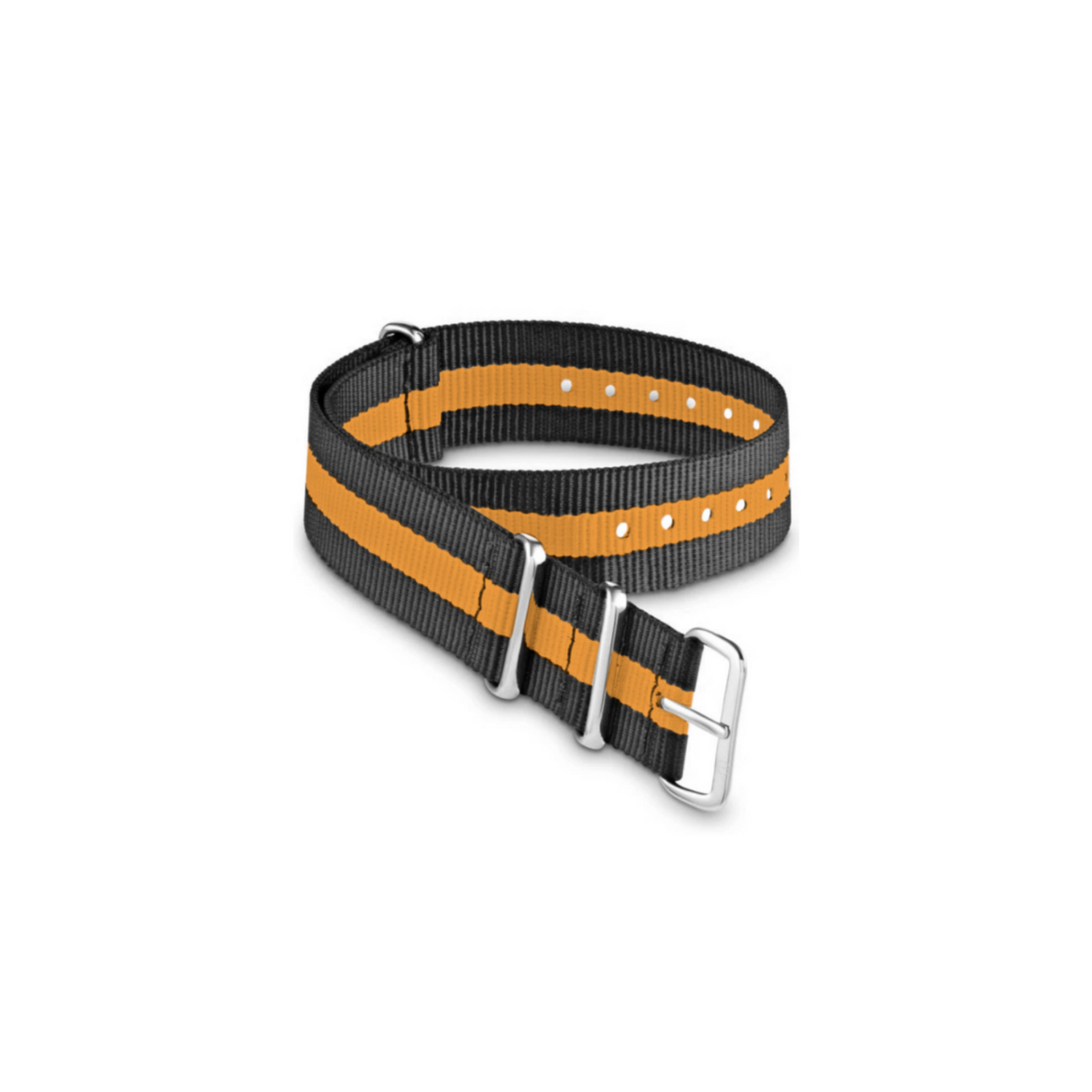 3 Stripe Grey and Orange Nato Strap with Silver Buckle