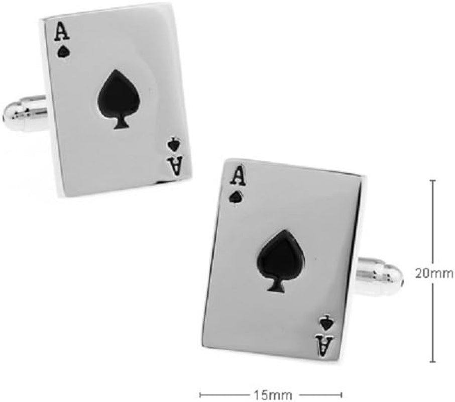 Ace of Spades Poker Cufflinks Set - Elegant Gift Box & Polishing Cloth Included