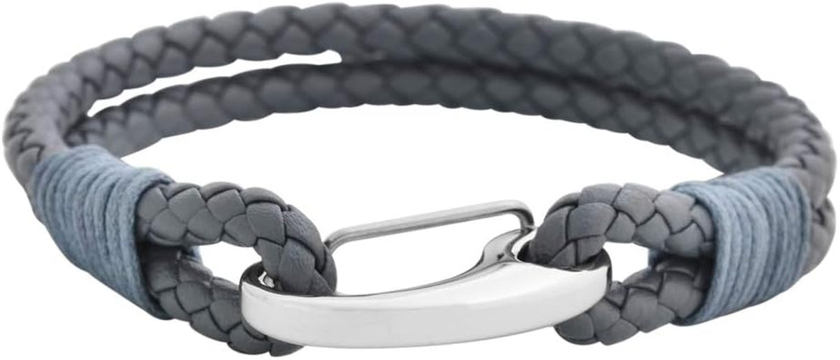 Premium Double Braided Leather Cuff with Stainless Steel Closure