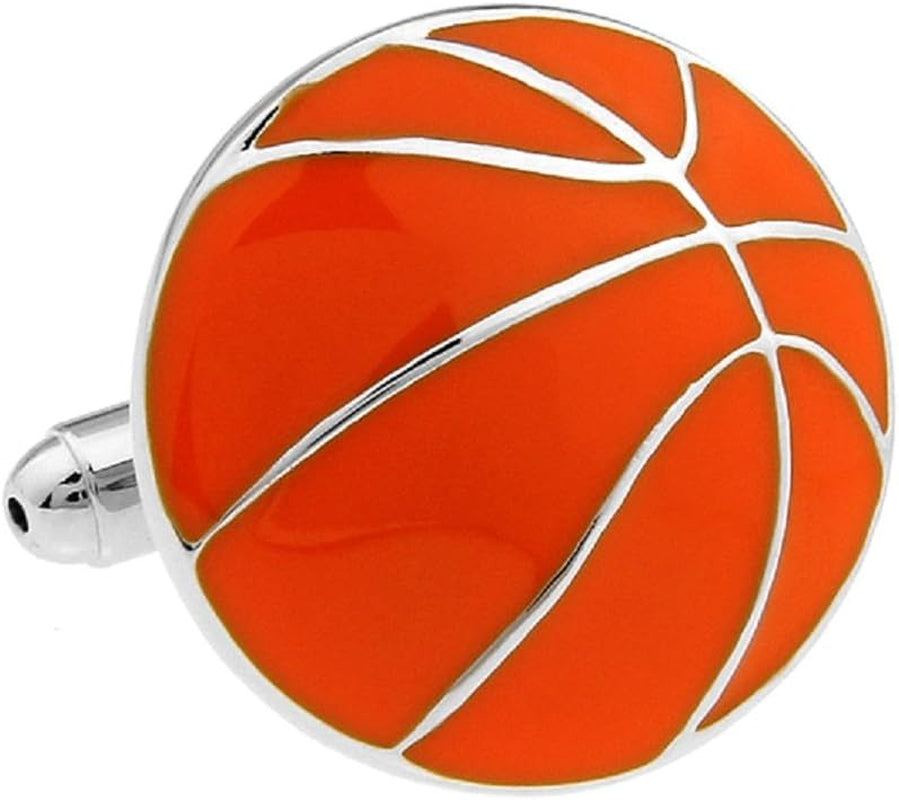 Stylish Basketball Cufflinks Set with Gift Box & Polishing Cloth - Perfect for Sports Enthusiasts!