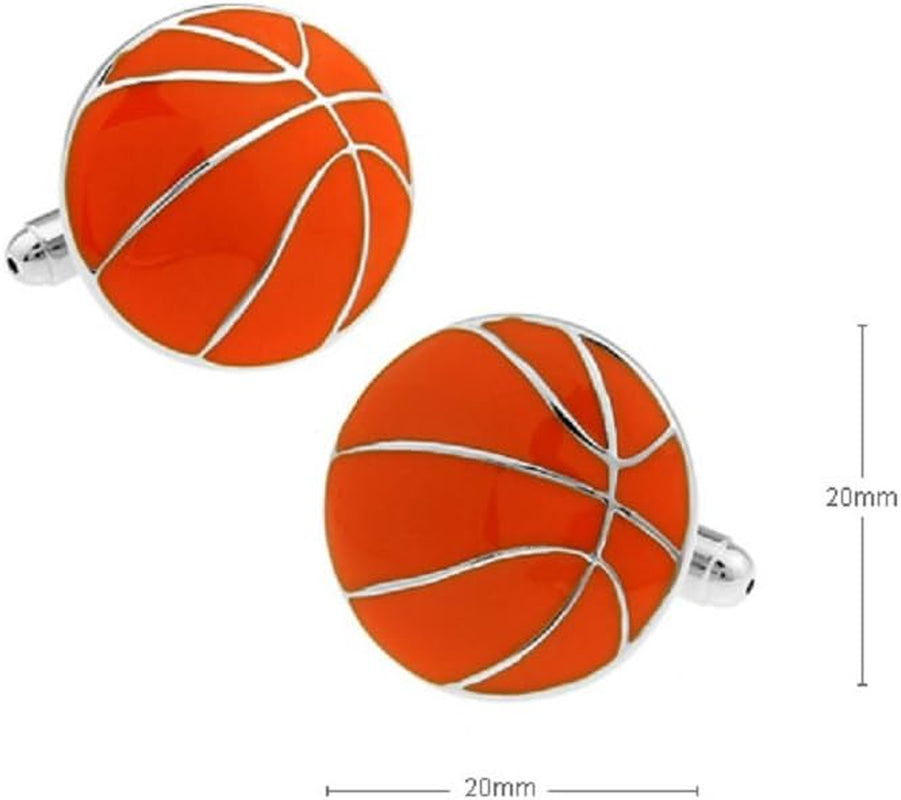 Stylish Basketball Cufflinks Set with Gift Box & Polishing Cloth - Perfect for Sports Enthusiasts!