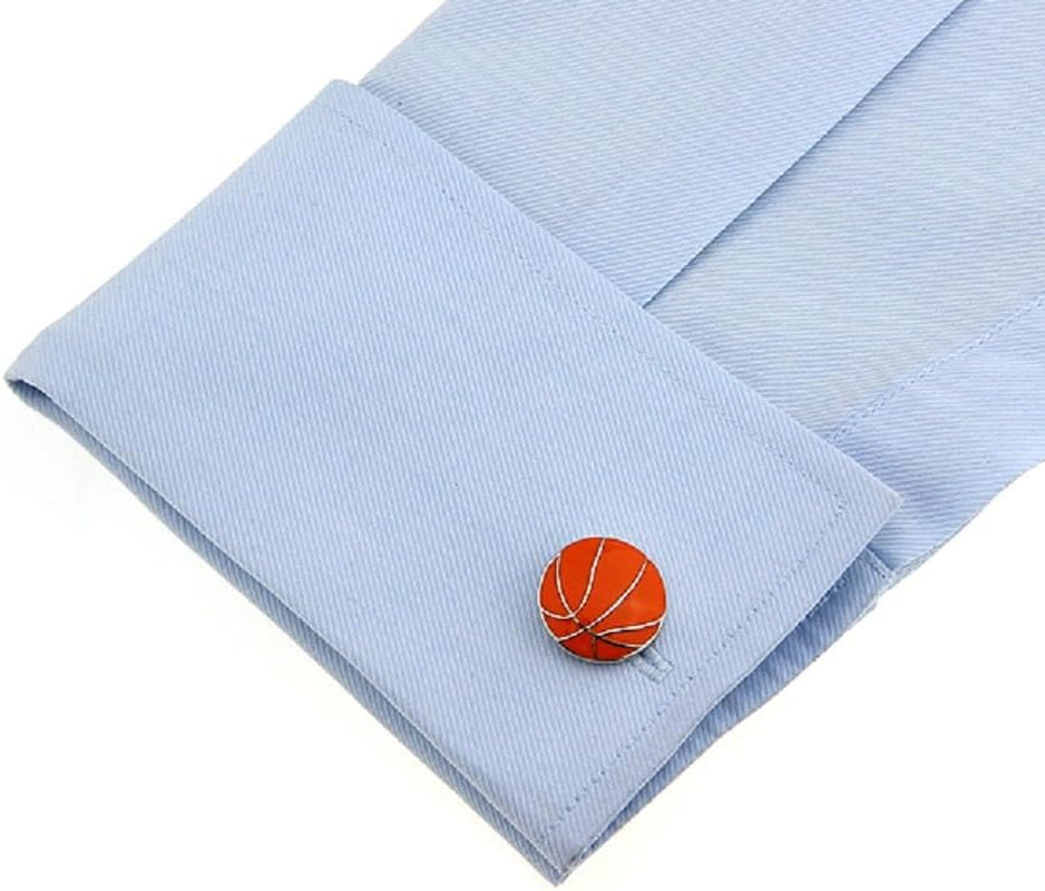 Stylish Basketball Cufflinks Set with Gift Box & Polishing Cloth - Perfect for Sports Enthusiasts!