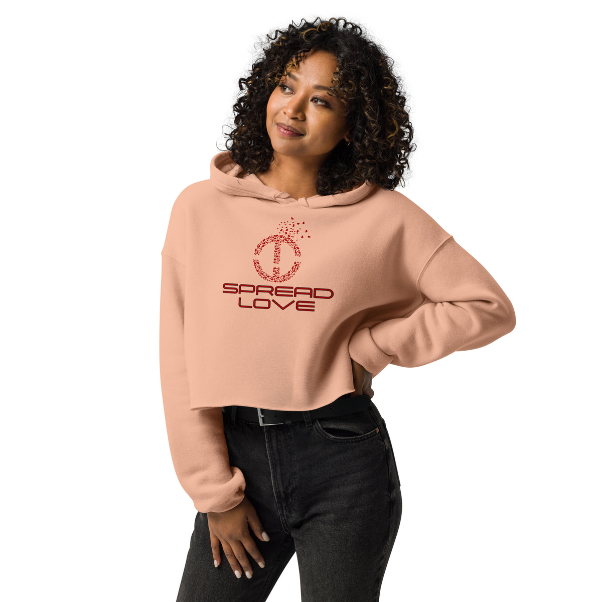 Spread Love Hearts Crop Hoodie - Tate Whalun