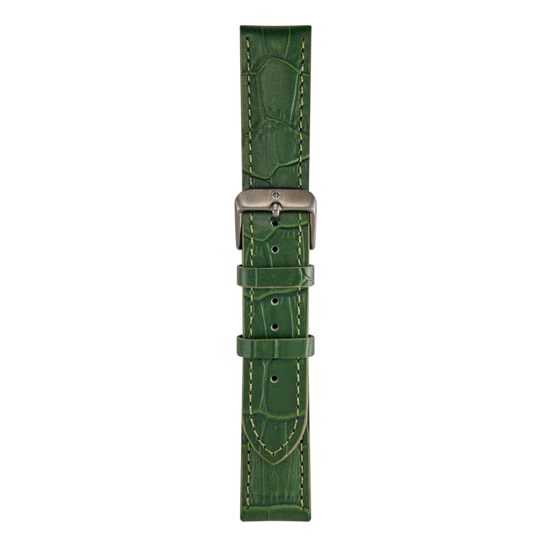 Olive Green Leather Croc Strap - Tate Whalun