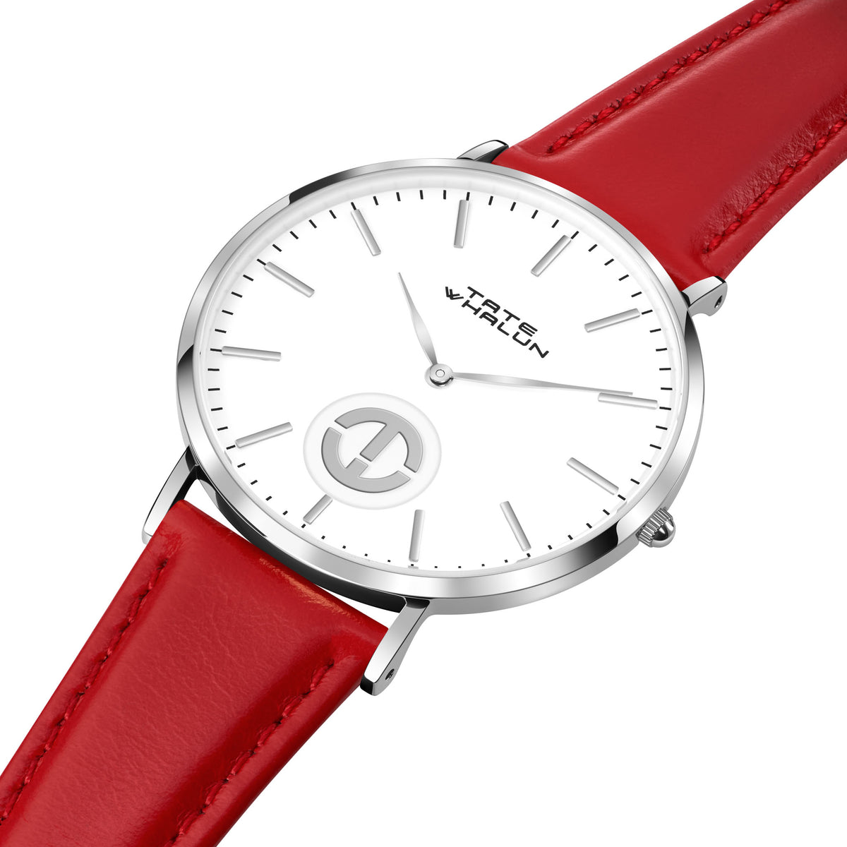 Berkshire Silver | Red Leather Strap - Tate Whalun