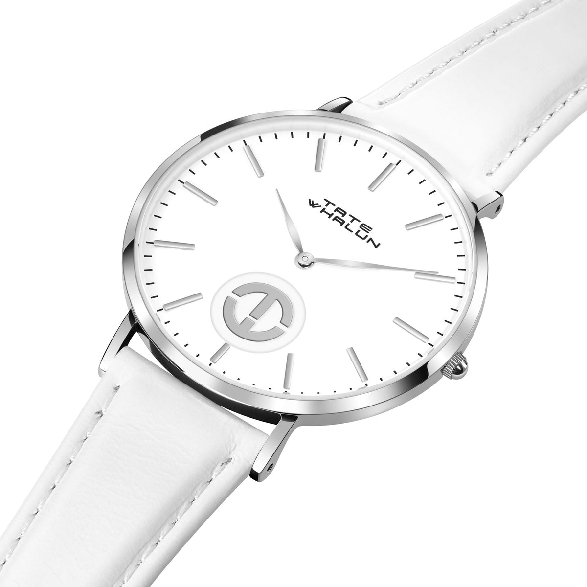 Berkshire Silver | White Leather Strap - Tate Whalun