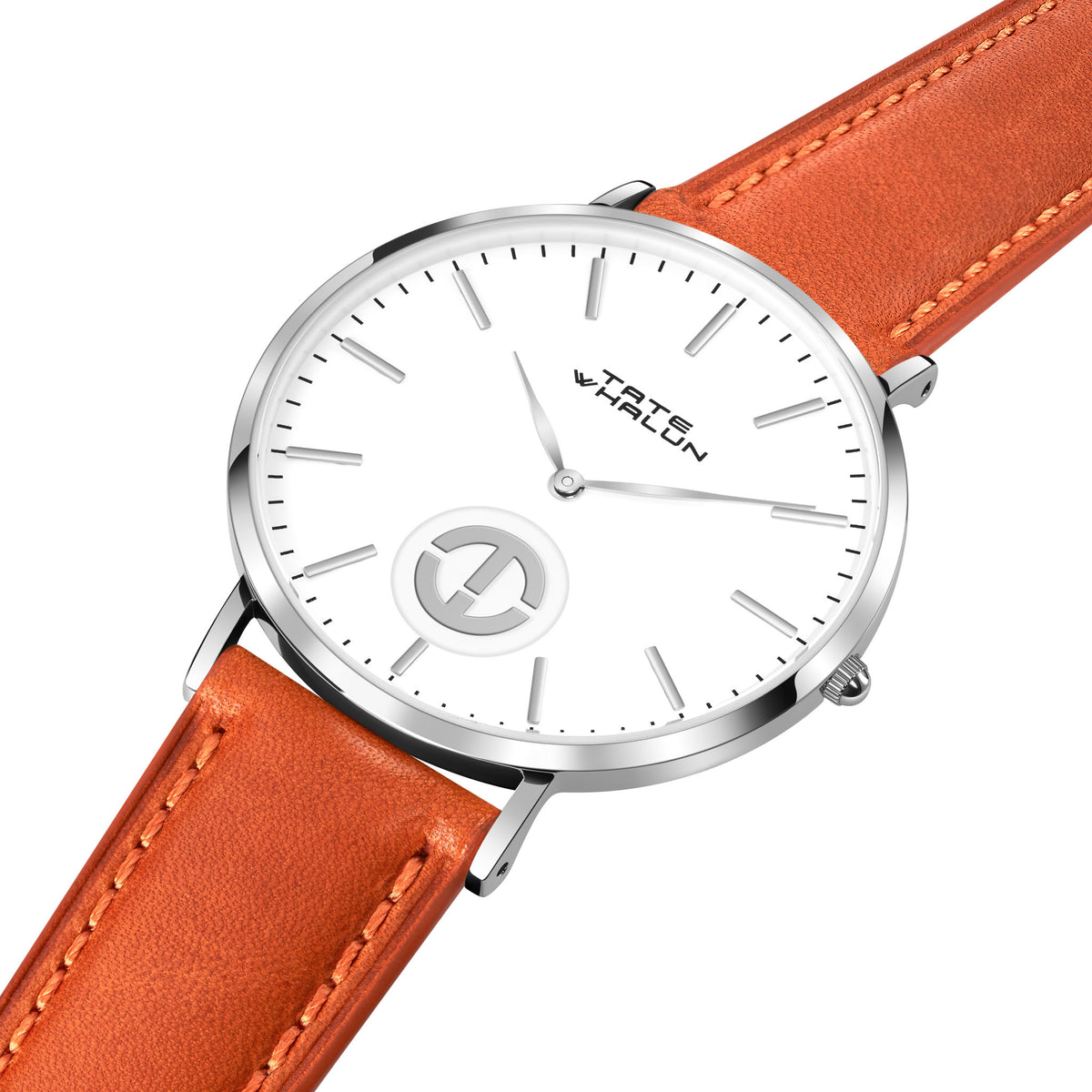 Berkshire Silver | Orange Leather Strap - Tate Whalun