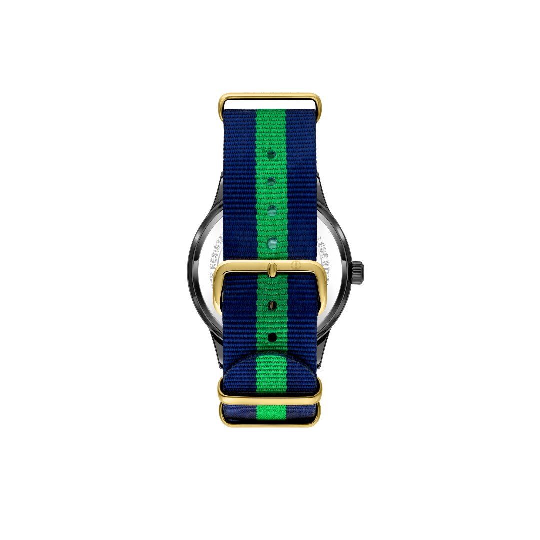 Benning | Navy Blue and Green Striped Nato - Tate Whalun