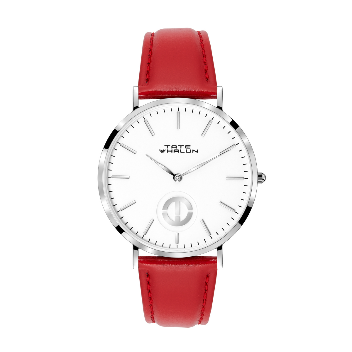 Berkshire Silver | Red Leather Strap - Tate Whalun