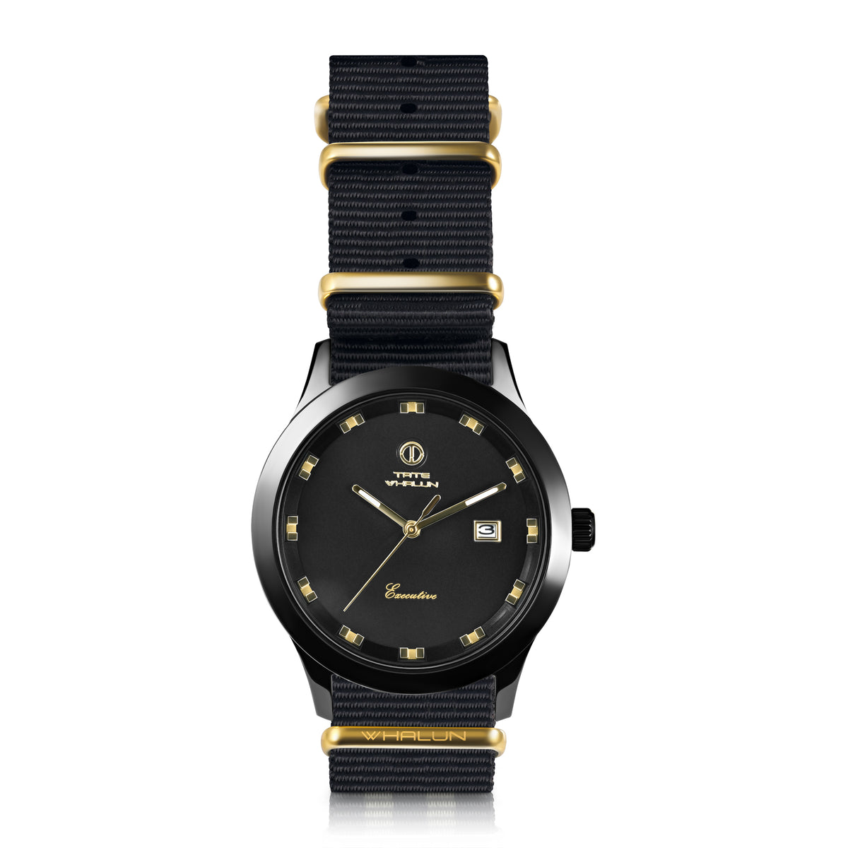 Black Nato Strap With Gold Buckle - Tate Whalun