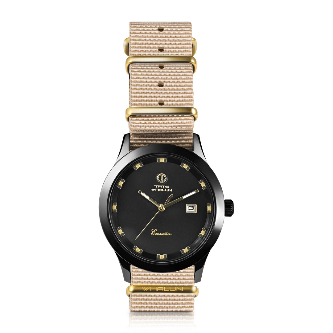 Beige Nato Strap With Gold Buckle - Tate Whalun