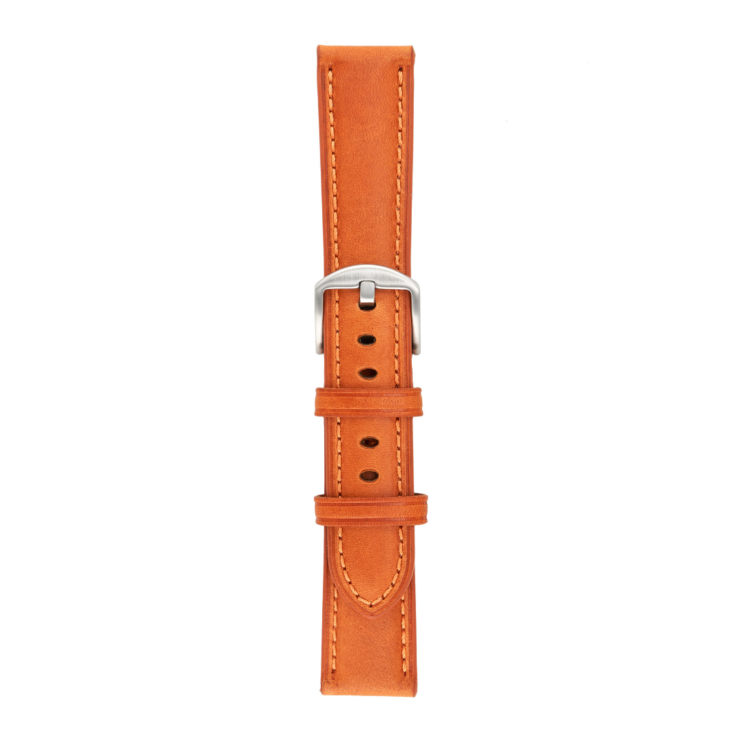 Berkshire Silver | Orange Leather Strap - Tate Whalun
