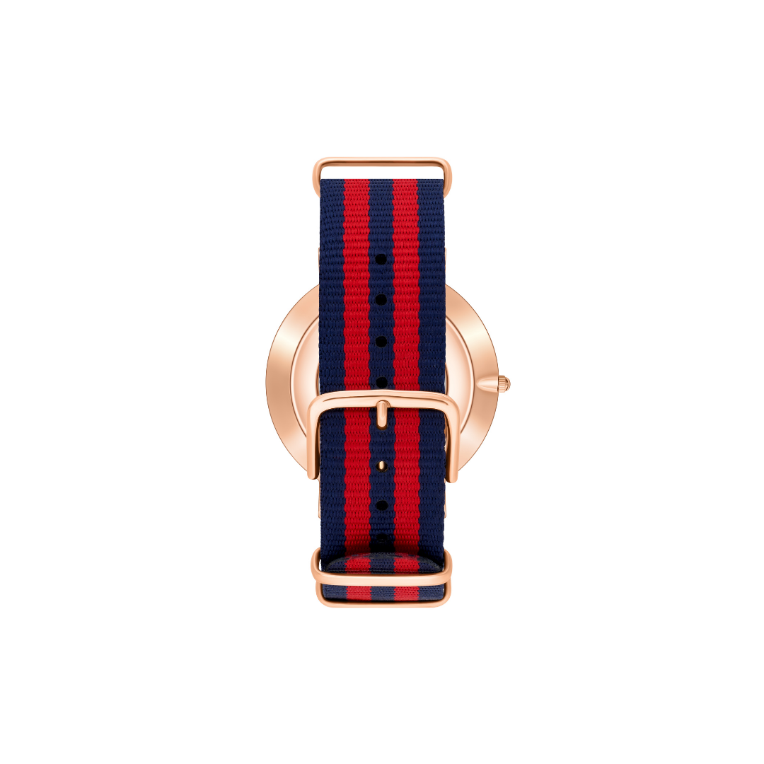 Berkshire Rose | Red and Blue Striped Nato Strap - Tate Whalun