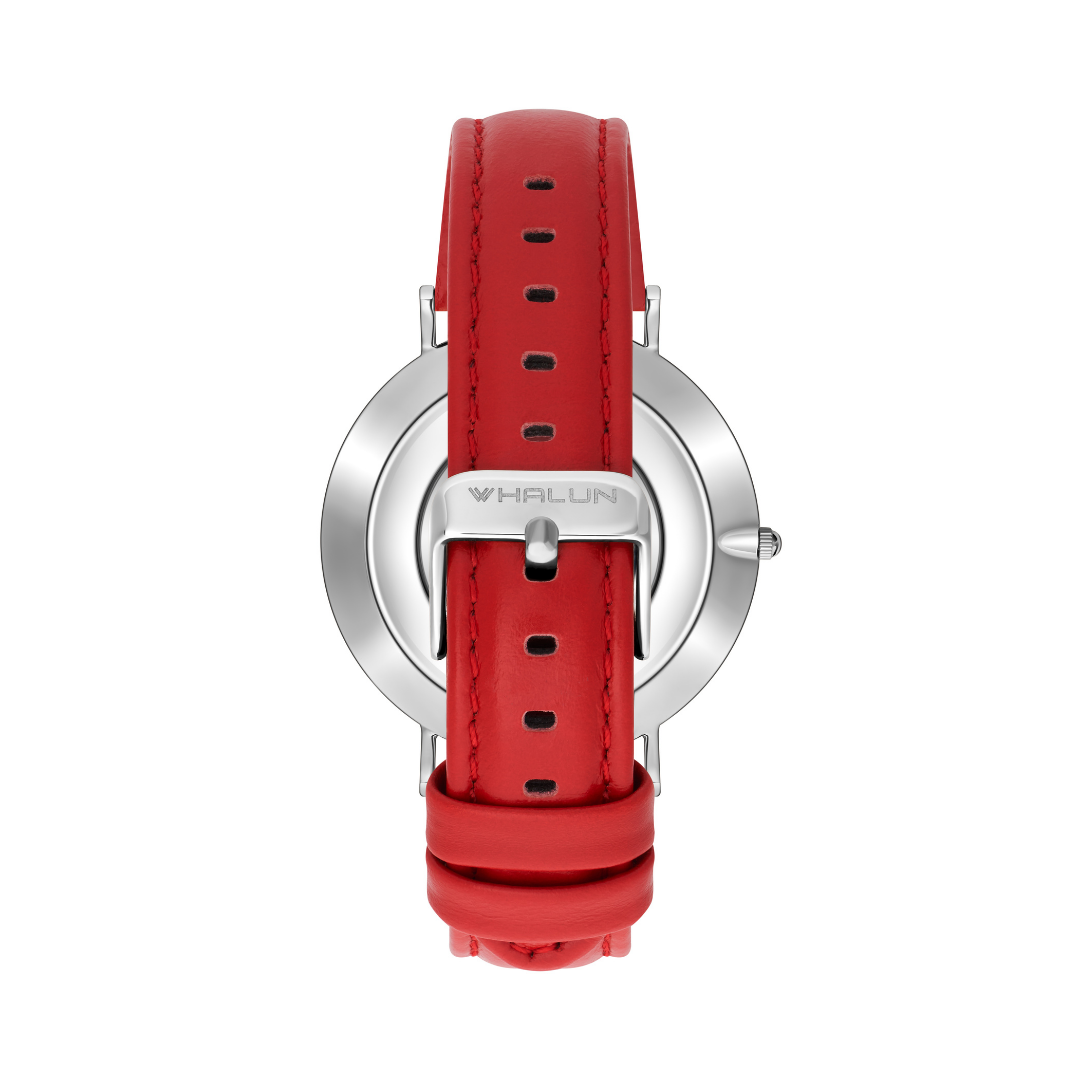 Berkshire Silver | Red Leather Strap - Tate Whalun