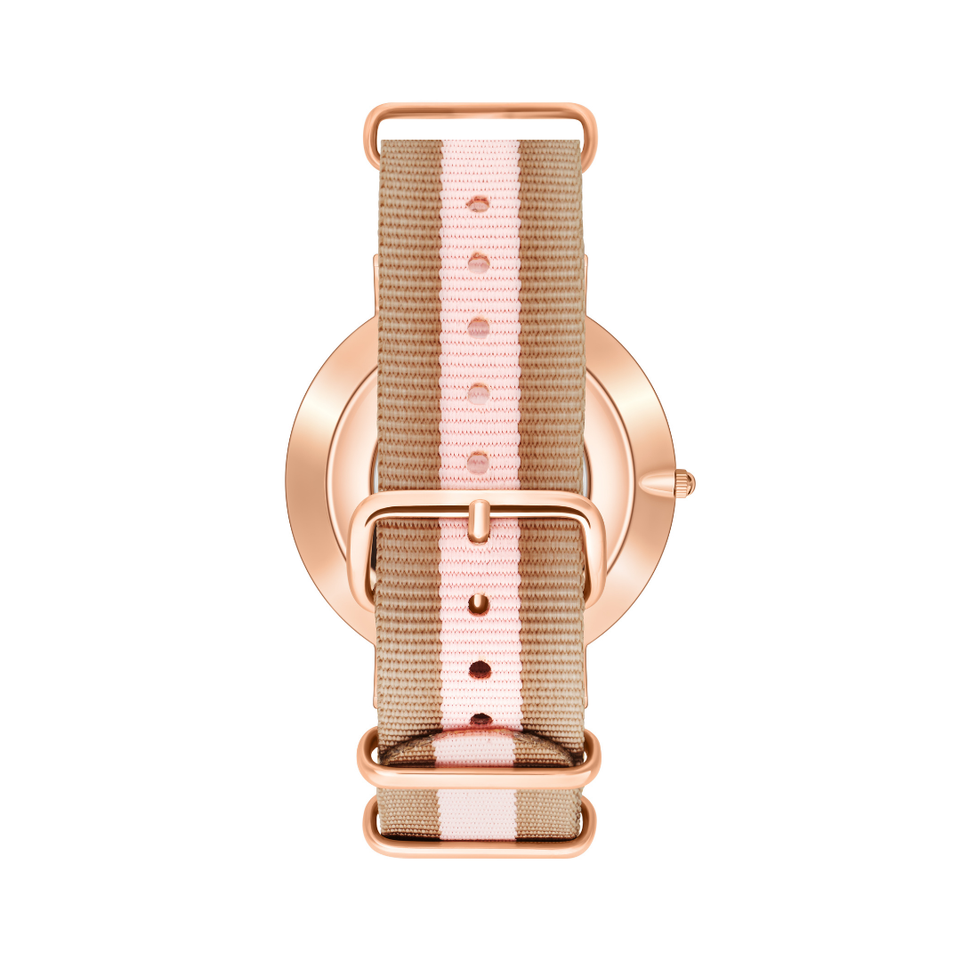 Berkshire Rose | Beige and Pink Striped Nato - Tate Whalun