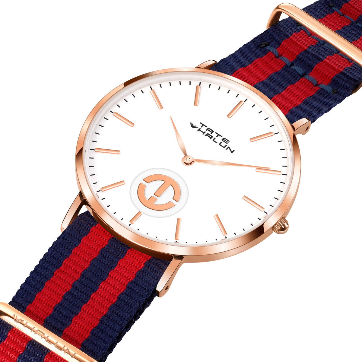 Berkshire Rose | Red and Blue Striped Nato Strap - Tate Whalun